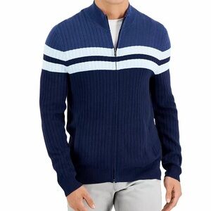 NEW Alfani Men's Navy Blue Striped Sweater